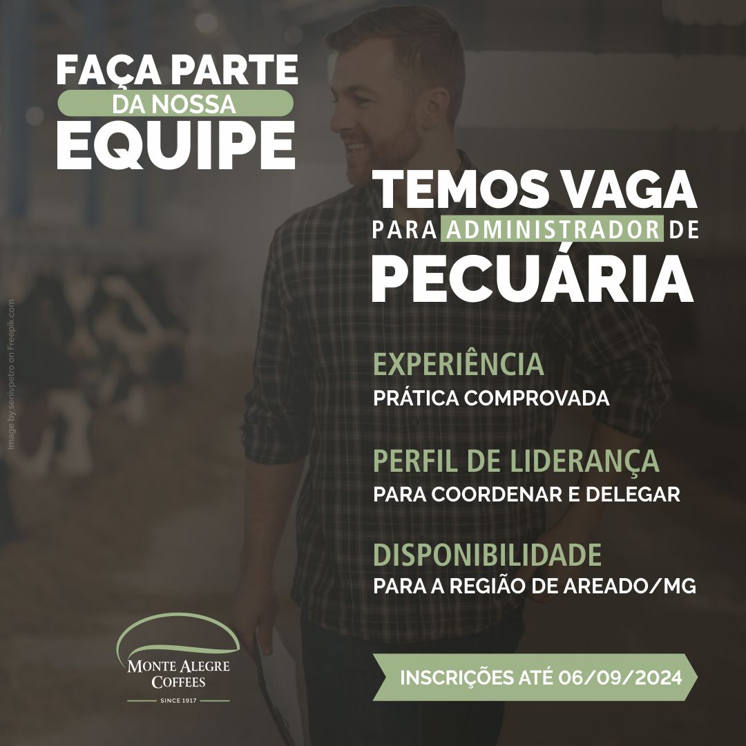 A Monte Alegre Coffees está oferendo vaga de Administrador de Pecuária  para compor sua equipe de colaboradores: forms.gle/VTzbqi2KPFJvdJ…

O prazo até o dia 06/09/2024. 

#montealegrecoffees #estamoscontratando #pecuaria #planodecarreira