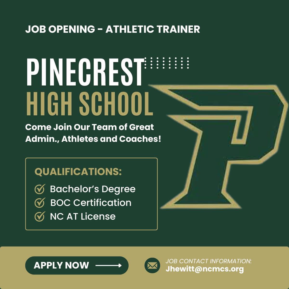 Athletic Trainers!!! Great Opportunity to join an Outstanding Athletic Program!!!