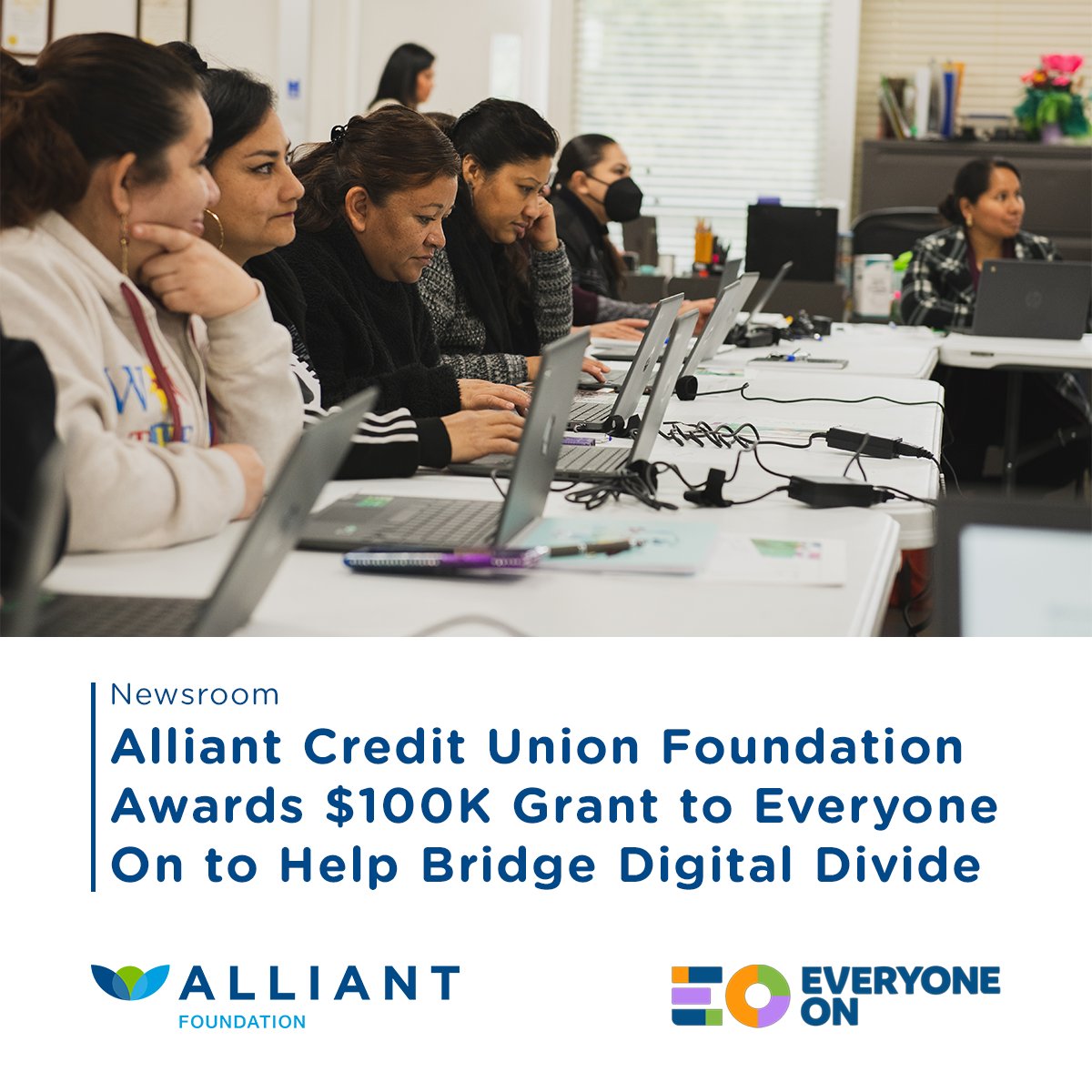 Alliant Credit Union (@alliantcu) on Twitter photo The Alliant Credit Union Foundation is proud to award <a href="/EveryoneOn/">Everyone On</a> a $100K grant to help connect under-resourced communities to affordable internet, computers and digital skills training. Read more about our shared commitment to bridging the digital divide: ms.spr.ly/6018lfwa8 The Alliant Credit Union Foundation is proud to award <a href="/EveryoneOn/">Everyone On</a> a $100K grant to help connect under-resourced communities to affordable internet, computers and digital skills training. Read more about our shared commitment to bridging the digital divide: ms.spr.ly/6018lfwa8