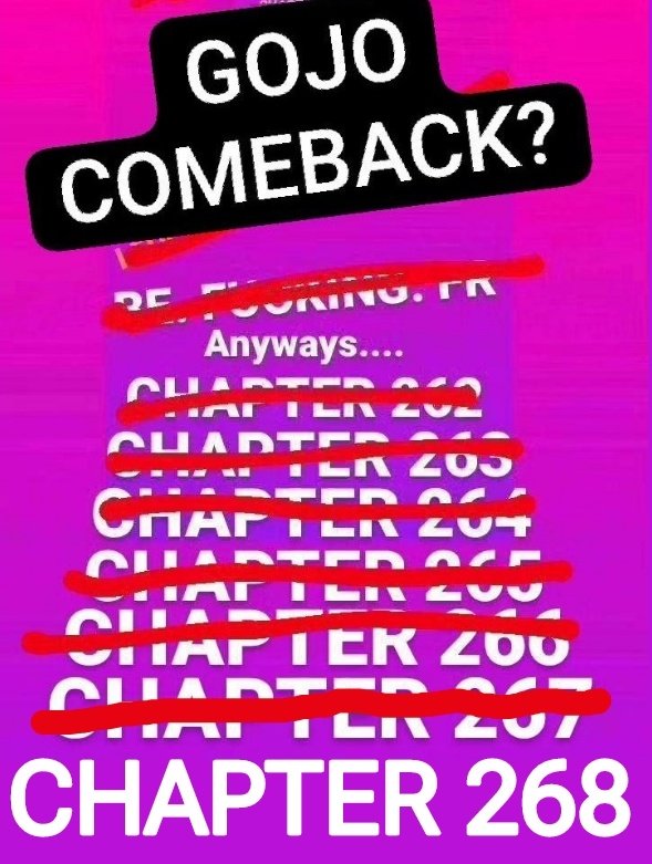 satorusmaxf1's tweet photo. gojo you got 4 more chances of coming back, we believe in you! #jjk268 https://t.co/8MNlSy5T1W