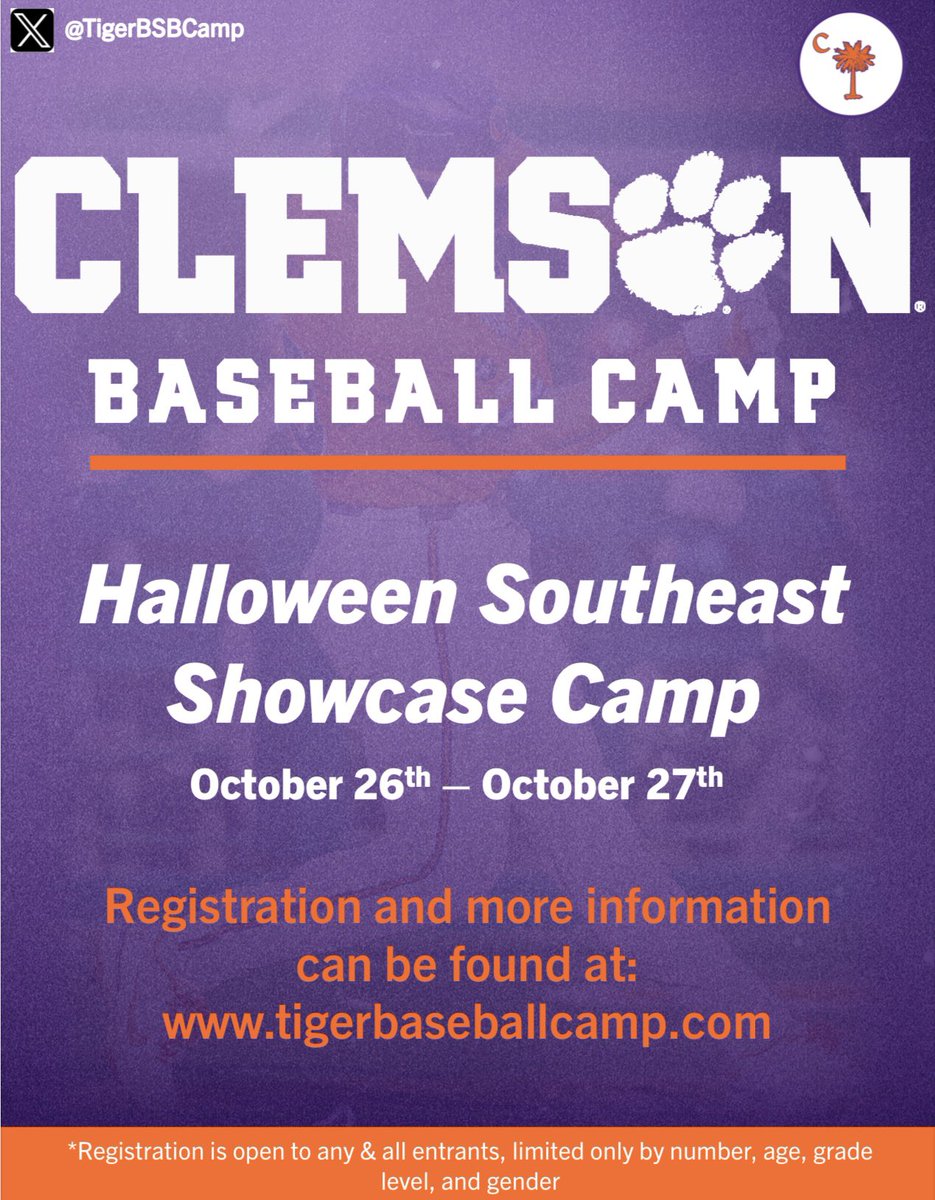 Missed our August Back to School Showcase? No problem, sign up for the Halloween Southeast Showcase Camp to secure your spot now! 

For more information and registration info please visit: tigerbaseballcamp.com. 

See you at DKS!