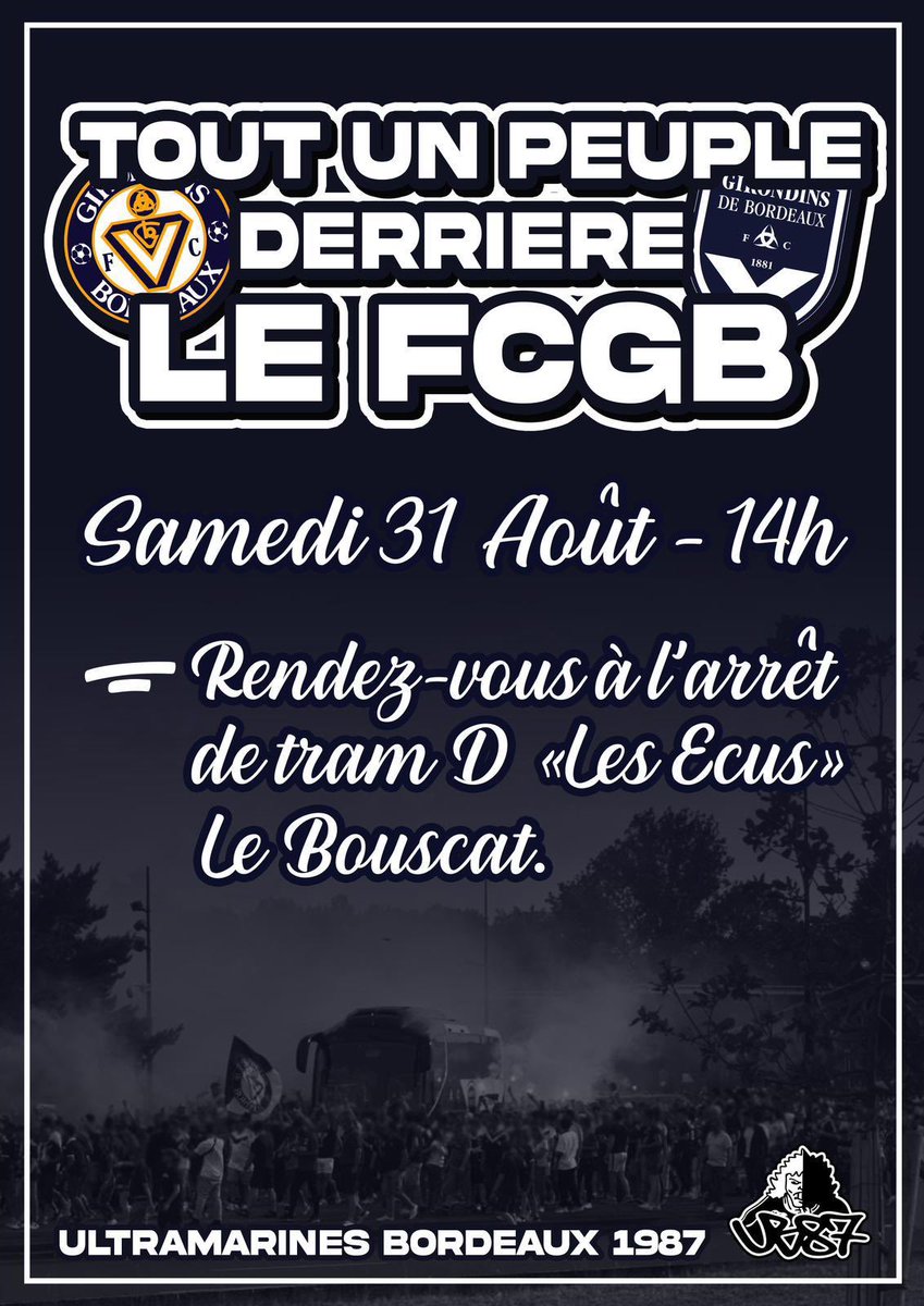 ub87officiel's tweet photo. Pour ce premier match de la saison, tout un peuple derrière le FCGB ! 

À samedi ! ⏳ https://t.co/CwSZv3D35W