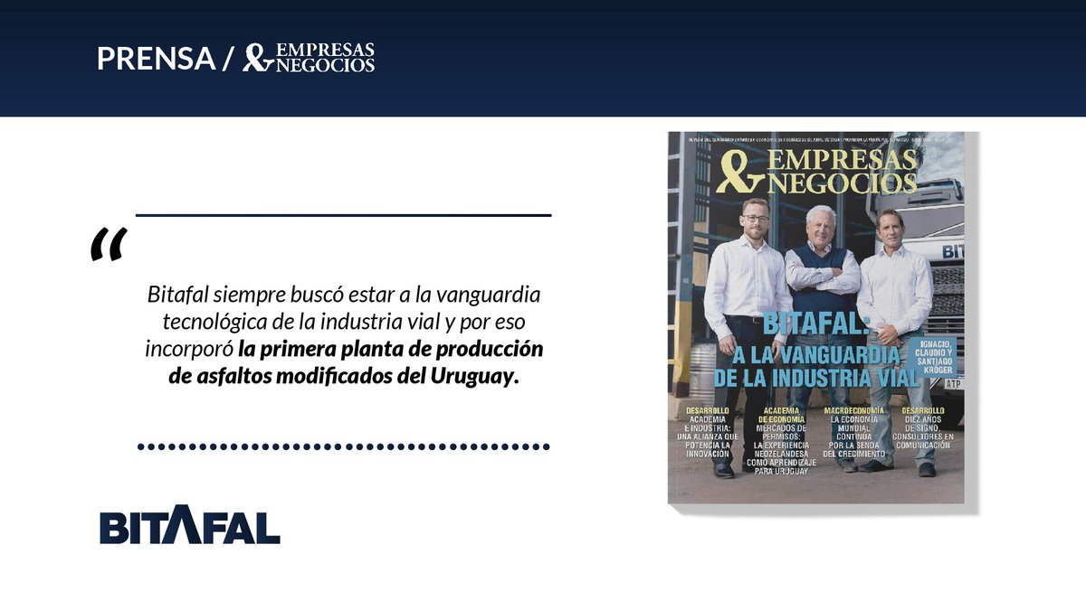En Bitafal, estamos comprometidos con la innovación tecnológica del sector vial y por eso somos pioneros en Uruguay al incorporar la primera planta de producción de asfaltos modificados. Nos enorgullece seguir avanzando hacia el futuro 💪