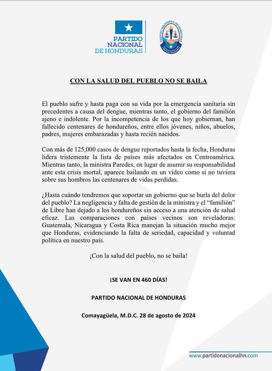 ¡CON LA SALUD DEL PUEBLO NO SE BAILA!