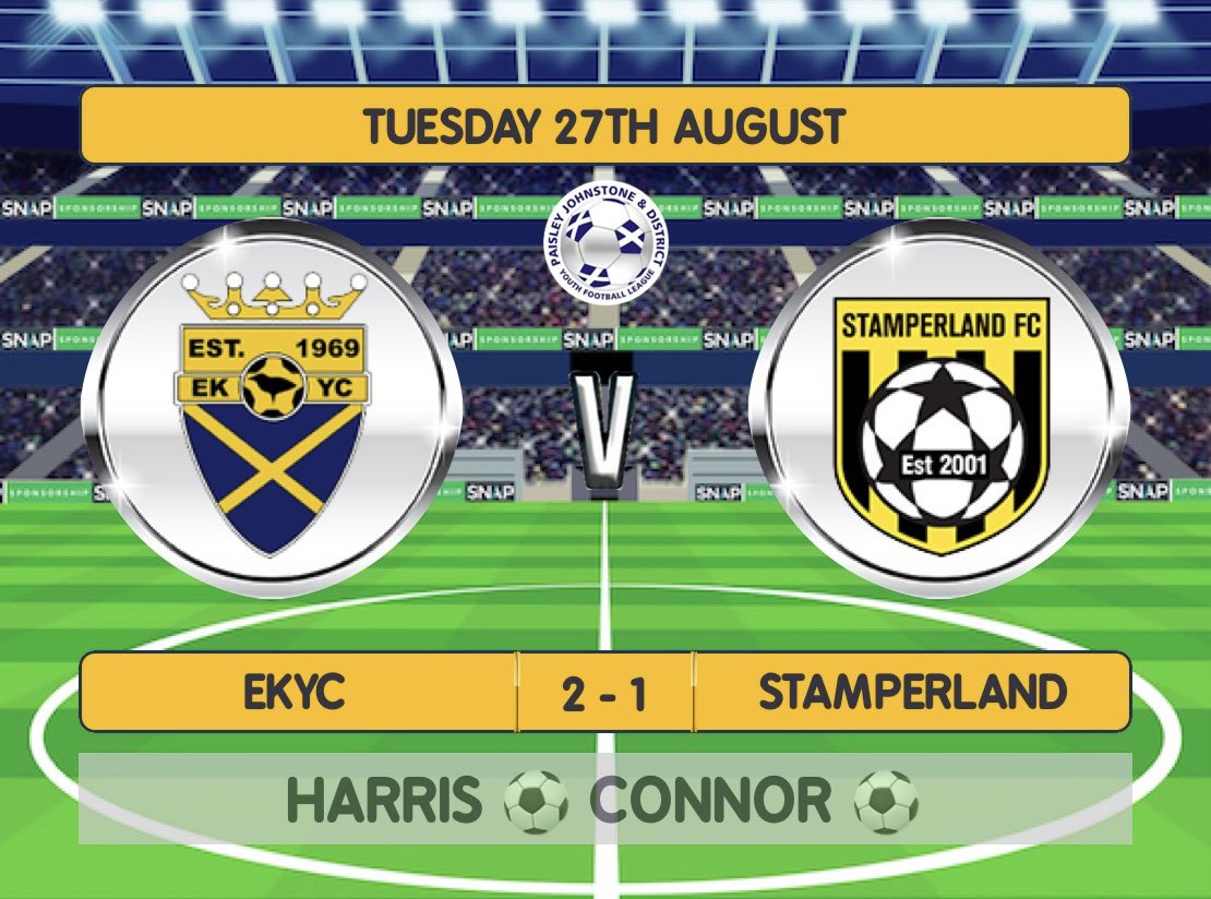 EKYC 2010 ⚽️⚽️⚽️ (@2010ekyc) on Twitter photo Back to league action last night & after a poor start to the season,it was crucial we got our 1st 3 points in the bag.We knew it would be a tough,against a strong <a href="/Stamperland2010/">Stamperland FC 2010's</a> but boys turned up tonight. Two goals from Harris & Connor helped YC get the win. Well done boys💙💛 Back to league action last night & after a poor start to the season,it was crucial we got our 1st 3 points in the bag.We knew it would be a tough,against a strong <a href="/Stamperland2010/">Stamperland FC 2010's</a> but boys turned up tonight. Two goals from Harris & Connor helped YC get the win. Well done boys💙💛