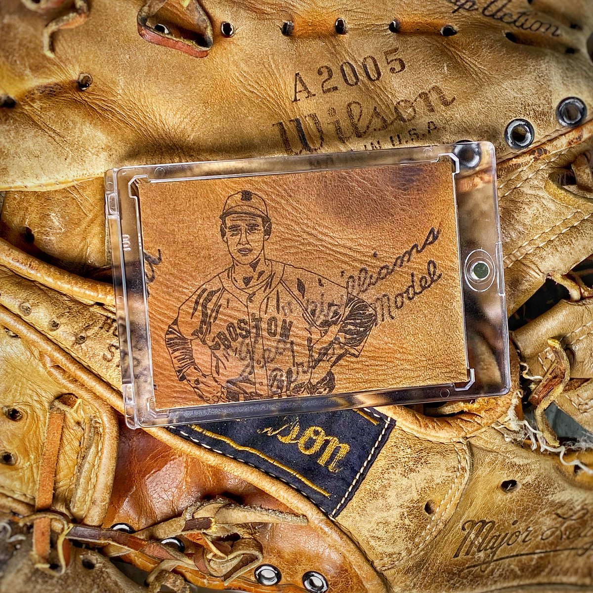 NeonBlackTiger's tweet photo. The wait is over! Excited to drop the first truly unique 1/1 card collab with Pastime Woodcraft. It has been rad working together on this project. First up is #HallofFame and #Boston #RedSox great, #TedWilliams. This 1/1 #SplendidSplinter card was created using an authentic 60's https://t.co/SOzHFAJCzE