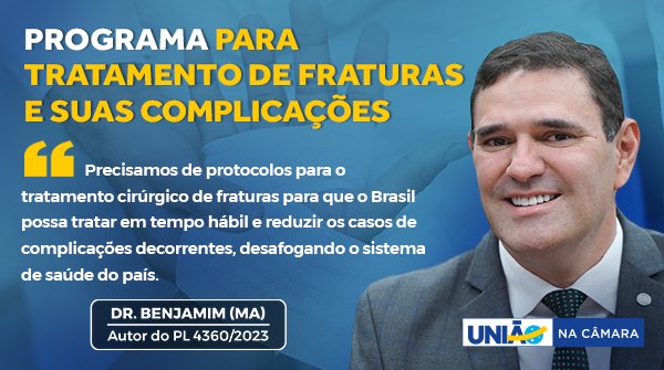 O deputado <a href="/soudrbenjamim/">Dr. Benjamim 44</a> (MA) propôs a criação do Programa Nacional de Tratamento Cirúrgico de Fraturas e Controle de Complicações Decorrentes para evitar essas complicações e sequelas advindas da espera por atendimento, que, por vezes, culminam até no óbito do paciente.