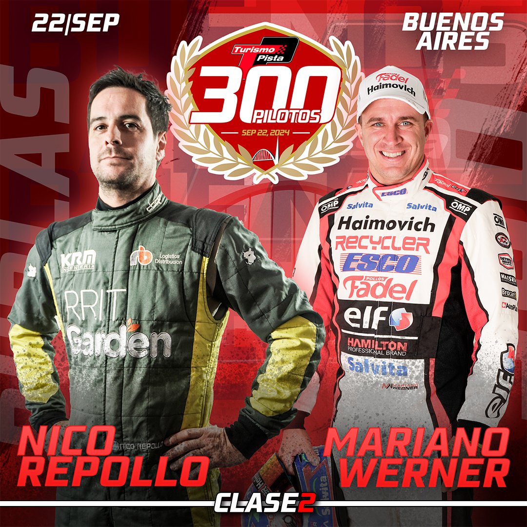 TurismoPista's tweet photo. 🔥 Otra dupla de peso que se suma al #TP300Pilotos: Nicolás Repollo / Mariano Werner

🗓️ 20, 21 y 22 de Septiembre en el @AutodromoBA. 

🎫 Entrada General sin Cargo.

#TurismoPista https://t.co/T2rynyaeRw