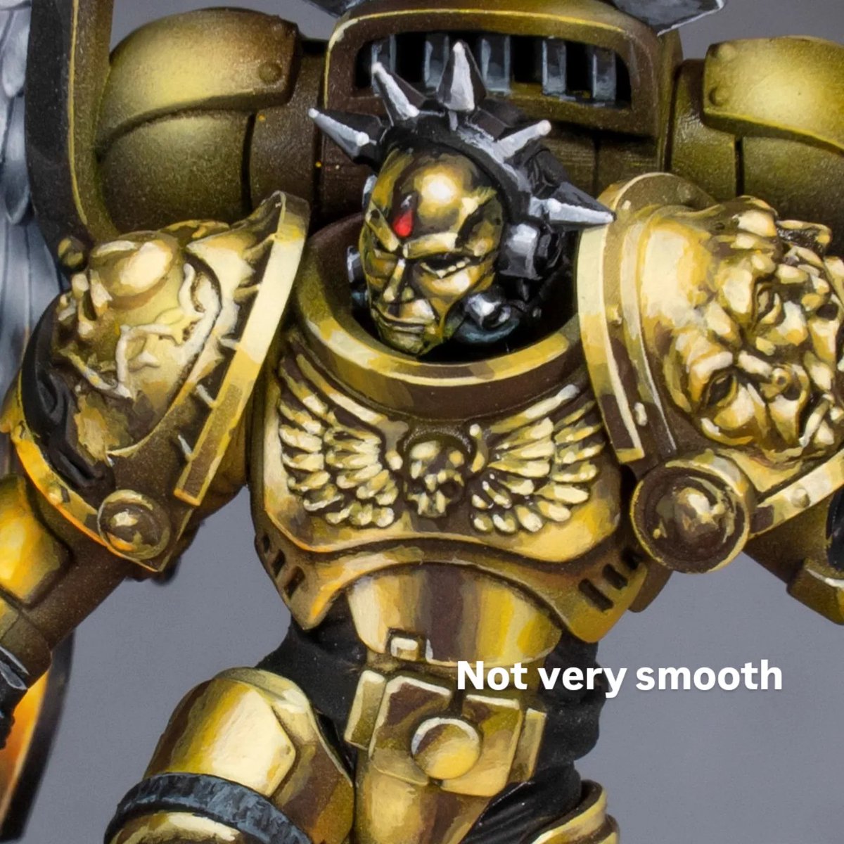 I like to think that you don't have to paint very smooth to do a credible non-metallic (or these are the words from one who doesn't have the patience or the technique). 
The idea is to have the painting guide ready soon.
#warhammer #warhammer40k #warhammercommunity #spacemarines