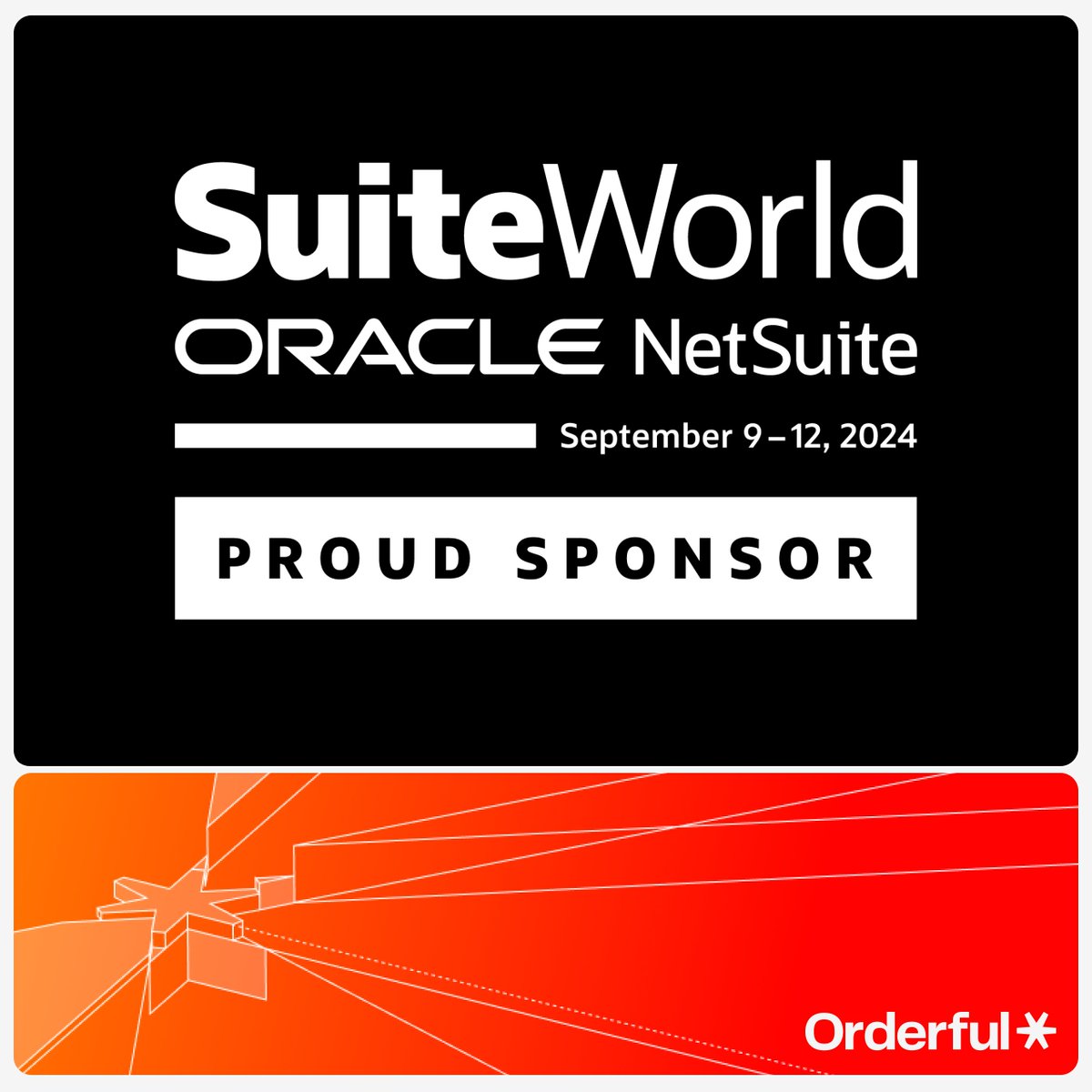 orderful's tweet image. Orderful is sponsoring #SuiteWorld2024. Join us September 9-12 in Las Vegas to discover how Orderful optimizes your NetSuite investment. 

Stop by booth 3 for live demos of our #SuiteApp and discover how we accelerate trading partner onboarding.