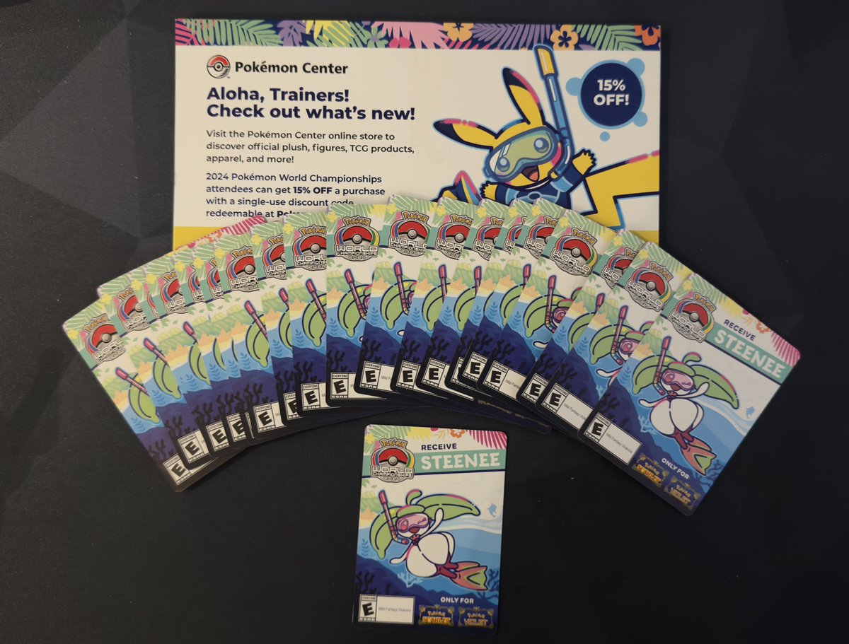 DaoTCG's tweet image. ⭐️GIVEAWAY⭐️

20 x Steenee + Pokémon Center (US/CA/UK) 15% off codes!

Finally home and forgot I was given to share with those who couldn’t make it to the Pokémon World Championships!

✅ Like
✅ Retweet
✅ Follow

To enter! 

Winners picked in 24 hours and codes shared via DM!…