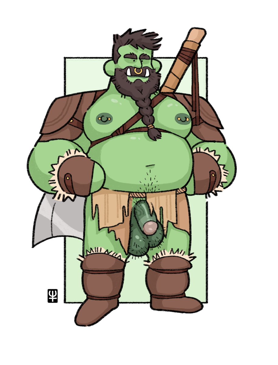 Completed sexy orc commission 😈💚 does his loincloth make his balls look fat? 🤔 enjoy!!

#gayart #gaynsfw