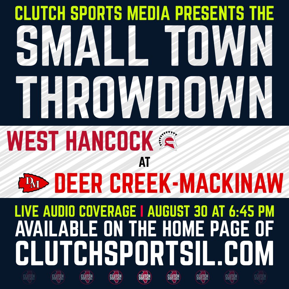 Clutch Sports Media (@clutchsportsil) on Twitter photo 🚨SCHEDULE ANNOUNCEMENT🚨
We’re excited to debut our Small Town Throwdown, a weekly audio broadcast centered around smaller schools in central Illinois!🏈
Our Week 1 broadcast takes us to Dee-Mack as the Chiefs host West Hancock🔥
📻 Listen live at clutchsportsil.com 🚨SCHEDULE ANNOUNCEMENT🚨
We’re excited to debut our Small Town Throwdown, a weekly audio broadcast centered around smaller schools in central Illinois!🏈
Our Week 1 broadcast takes us to Dee-Mack as the Chiefs host West Hancock🔥
📻 Listen live at clutchsportsil.com