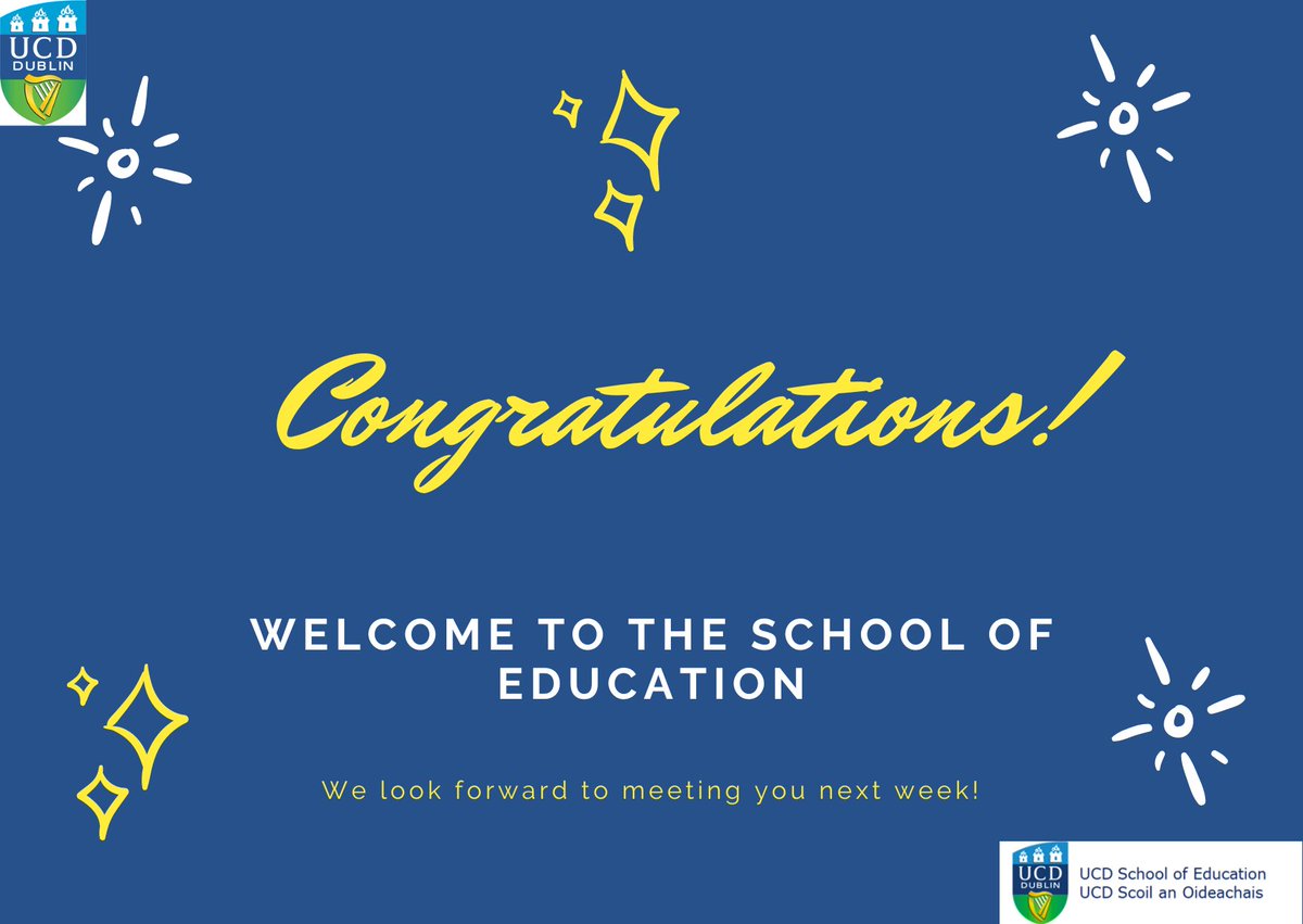 Dr_EBowman's tweet photo. Congratulations to all the Round 1 CAO offer recipients for DN760! Welcome to UCD🎉🤩 We can't wait to meet you next week at Orientation Week 😊 @SchoolofEdUCD
@ucddublin #CAO2024 #ucd #dn760 https://t.co/NkWTIIY8LT