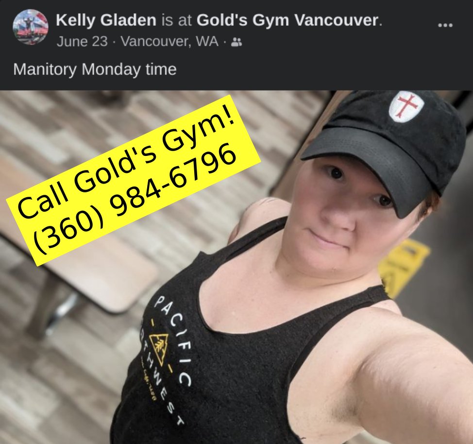 Another action item! We forgot to put this in the article, but Kelly goes to Golds Gym in Vancouver Her membership there makes it an unsafe space LGBTQ people, so contact Golds Gym and ask that they revoke Kelly's membership in accordance with their stated values.