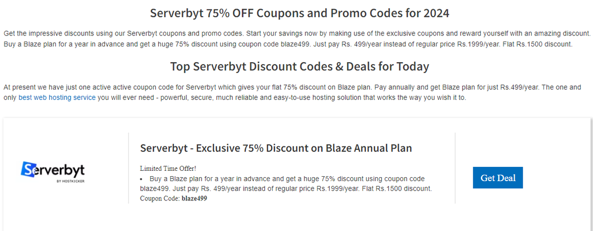 updatedreviews's tweet image. Serverbyt - Exclusive 75% Discount on Blaze Annual Plan: updatedreviews.in/serverbyt-coup…
Just pay Rs. 499/year instead of regular price Rs.1999/year. Flat Rs.1500 discount.
Coupon Code: blaze499
#webhosting #linuxhosting #server