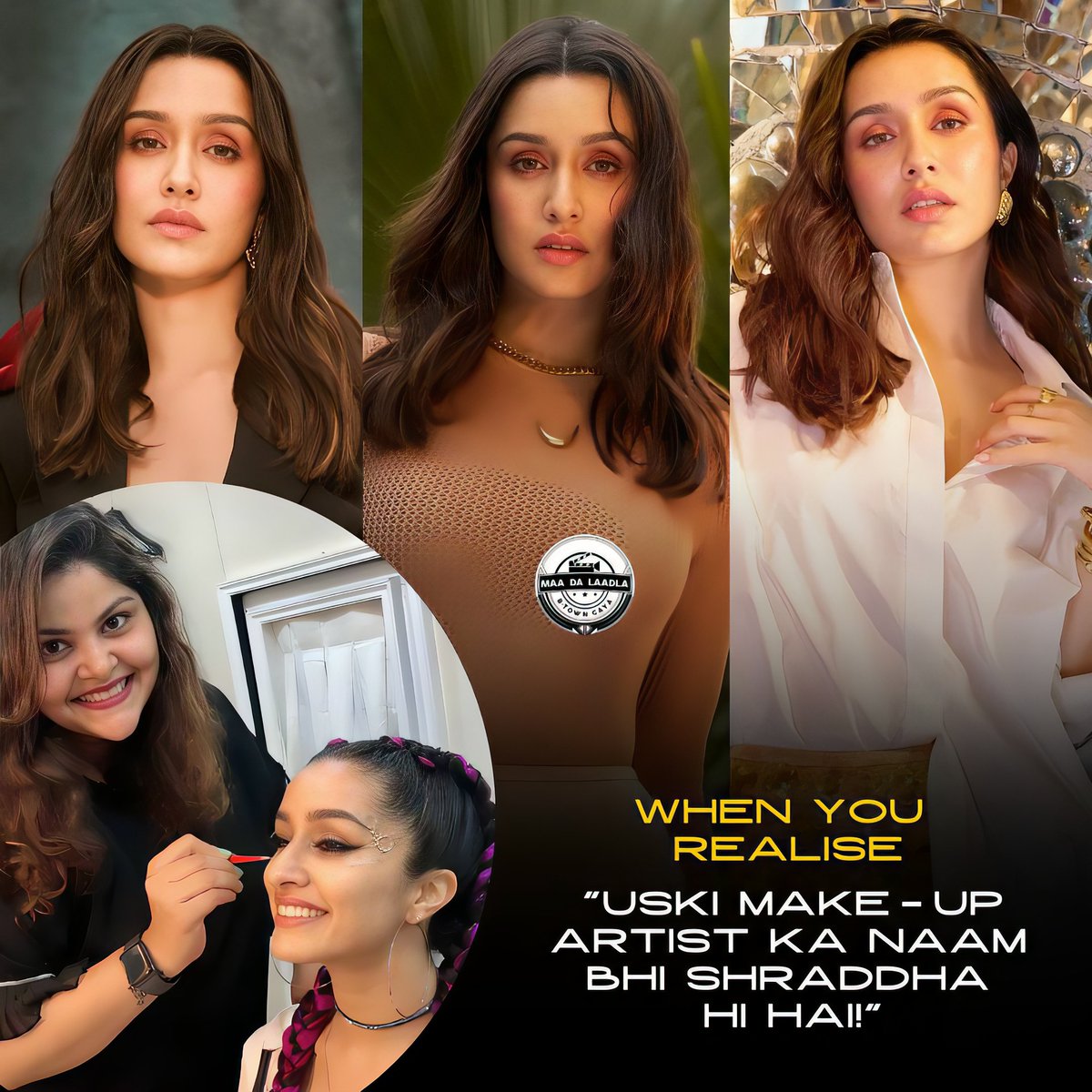 maadalaadlahere's tweet image. Kyun Na Ho Woh Khoobsurat... Uski Make-up Artist Ka Naam Bhi #Shraddha Hi Hai! 🫶🏻❤️😂🔥

@ShraddhaKapoor X @shraddhanaik26

#Stree2 #HelloMagazine #ShraddhaKapoor #MakeupArtist