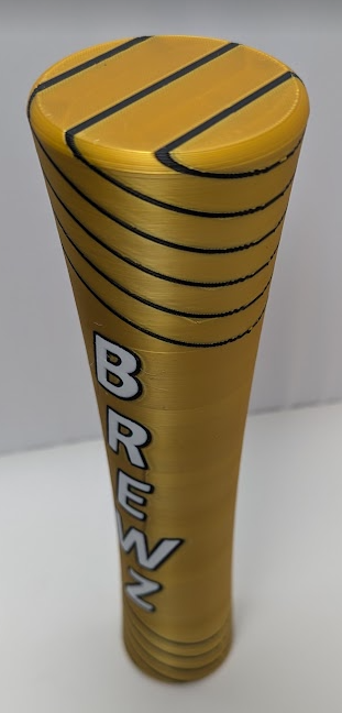 fatboy1271's tweet photo. I #3DPrinted a #BeerTapHandle for Brewz Sports Cafe & Grill! Awesome place to eat, grab a cold one, and watch a game(s) 🤘🤘
It has a couple cosmetic issues I'm not happy about, but at 48 hours to print... I hope they're happy. If not, I'll make it right! https://t.co/lPvdCG37VX