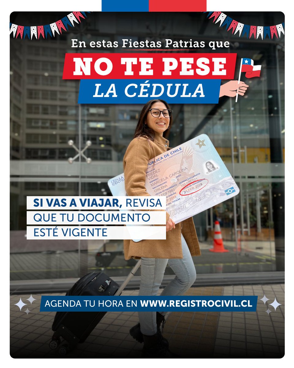 Si vas a viajar en estas Fiestas Patrias te invitamos a  revisar la fecha de vigencia de tus documentos de identificación.