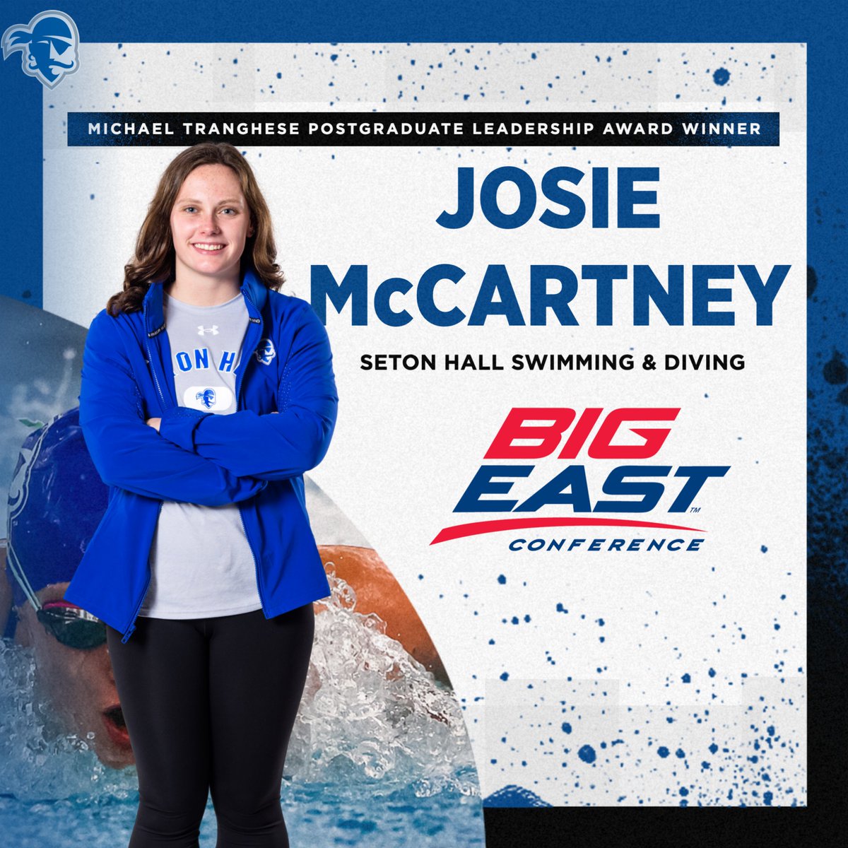 Congratulations to <a href="/SHUSwimDive/">Seton Hall Swimming & Diving</a> alumna Josie McCartney on being this year's female recipient of the <a href="/BIGEAST/">BIG EAST Conference</a> Michael Tranghese Postgraduate Leadership Award! She becomes our 6th recipient of this honor since the award's inception in 2011! #HALLin

shupirates.com/news/2024/8/28…
