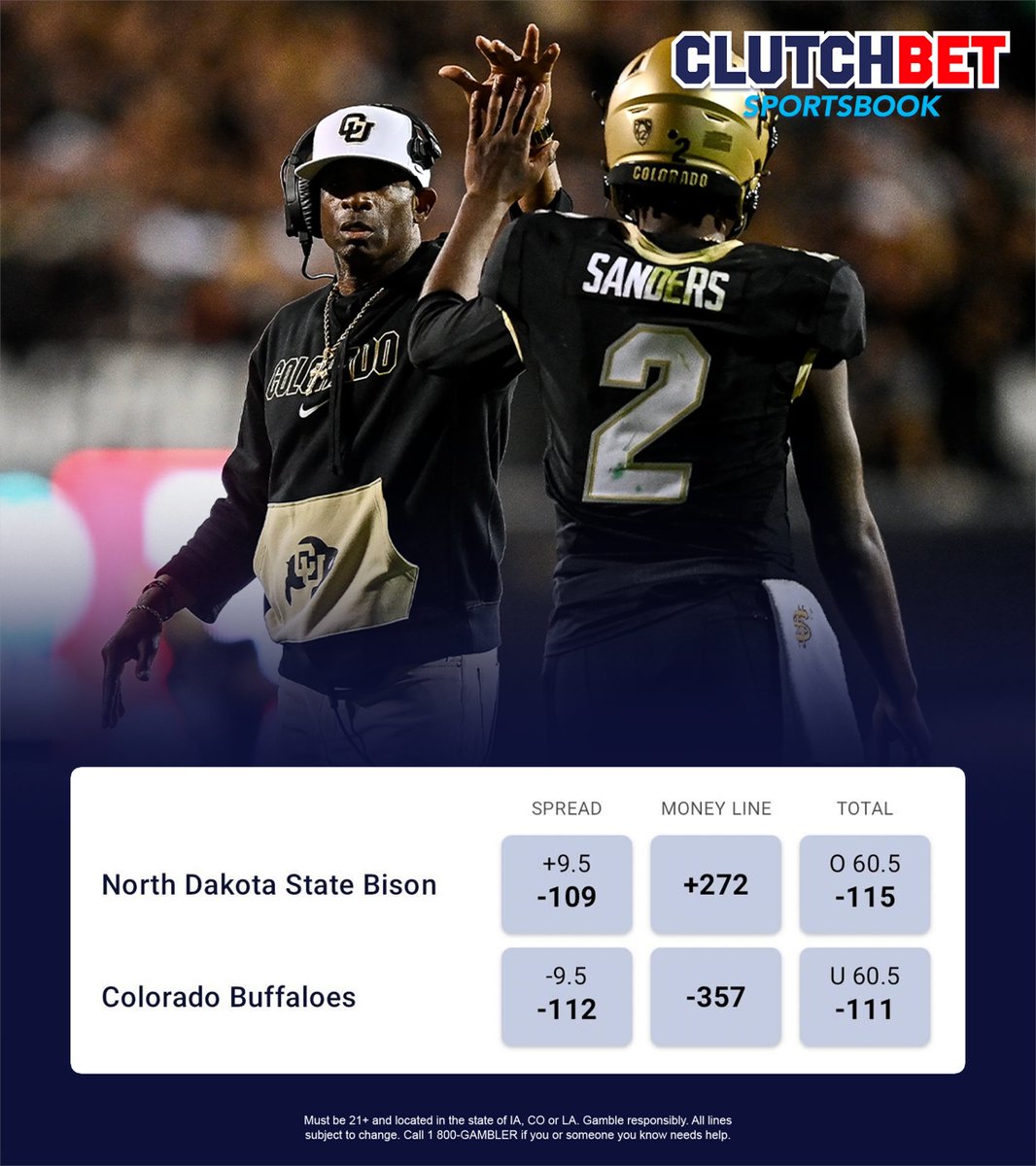 The Buffs are 9.5-point favorites in their season opener TOMORROW NIGHT 👏