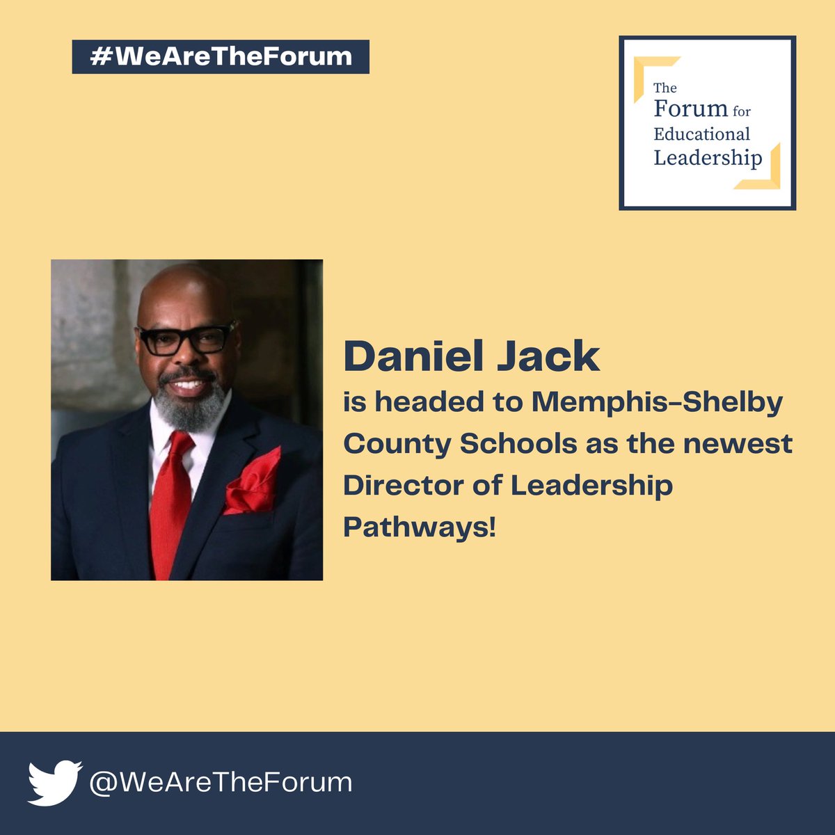 We have great news! Dr. Daniel Jack has been named Director of Leadership Pathways at Memphis-Shelby County Schools! Congratulations, Daniel! #WeAreTheForum #DiversifyEd