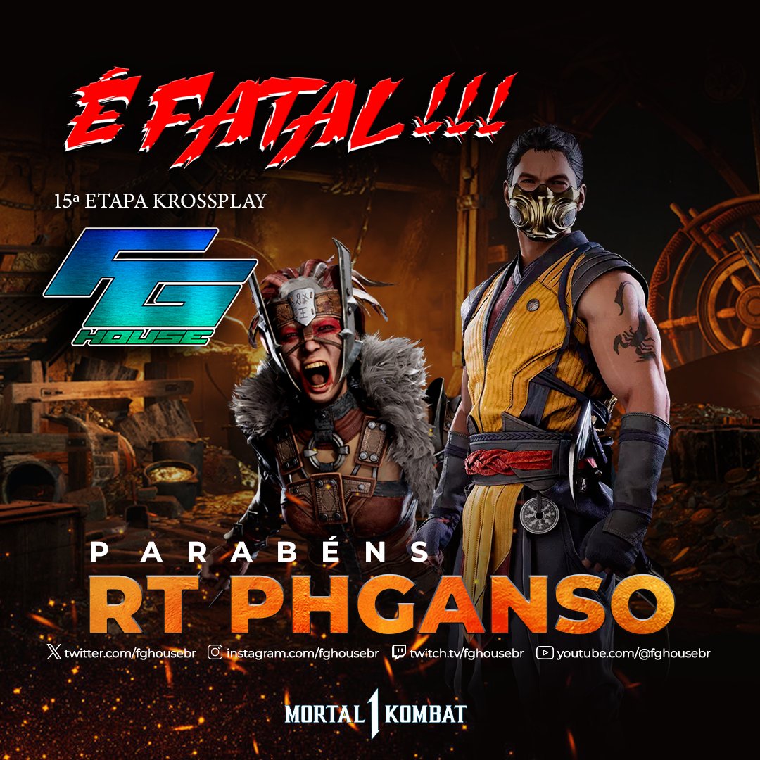 fghousebr's tweet photo. Reta final do campeonato, só resta 1 vaga!
O campeão da 15ª etapa do É Fatal Krossplay 2024 foi o PHGanso, da Equipe RT.
Inscrições para o LCQ já estão abertas
VOD das eliminatórias:
https://t.co/dLfHtj7Zuv
VOD do Top 8:
https://t.co/PzfZV0vC79 https://t.co/iaSjK7X6oB
