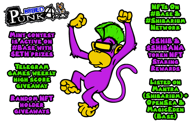 Punk Apes NFT 🐵 Base + Shibarium (@shibpunkapesnft) on Twitter photo 10,000 NFTs on #Base & 2,222 on #Shibarium network. Stake for $SHIB and $SHIBANA on our dapp. Mint comp and Telegram game giveaway are live! We are all about giving back! Listed on <a href="/MantraProtocol/">Mantra Protocol | Minting *Teh Toros* in Shibarium</a>, <a href="/opensea/">OpenSea</a> & <a href="/MagicEden/">Magic Eden 🪄</a> <3
shibpunkapes.online
t.me/PunkApesNFT 10,000 NFTs on #Base & 2,222 on #Shibarium network. Stake for $SHIB and $SHIBANA on our dapp. Mint comp and Telegram game giveaway are live! We are all about giving back! Listed on <a href="/MantraProtocol/">Mantra Protocol | Minting *Teh Toros* in Shibarium</a>, <a href="/opensea/">OpenSea</a> & <a href="/MagicEden/">Magic Eden 🪄</a> <3
shibpunkapes.online
t.me/PunkApesNFT