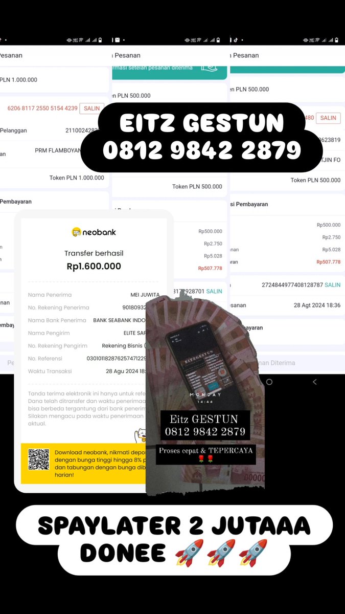 EliteSaput55735's tweet photo. SPAYLATER VIA TOKEN / TAGIHAN🚀
LANGSUNG CAIR❗
Testimoni cek Instagram @elitesaputra
Wa. 0812 9842 2879
WILAYAH TANGERANG MAU KE TOKO / COD BISA❗

#spaylater #paylater #kredivo  #gestun https://t.co/j7NSWAyeft