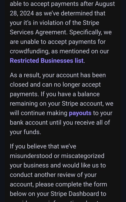 It's wild to me how you can be a musician and @stripe will randomly threaten to cancel your account randomly