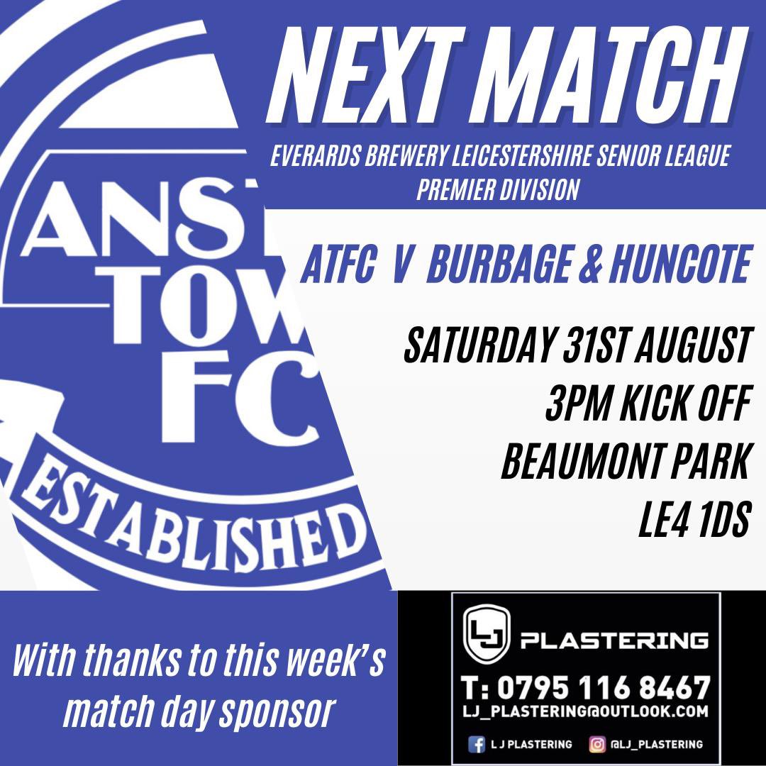 The Town are back in action this Saturday against <a href="/BOBFC13/">Burbage & Huncote FC</a> up at Beaumont Park. Hoping to keep a good run of form going as they look to gain another important 3 points. 

Thanks to our match day sponsor LG Plastering for sponsoring the game #UTT