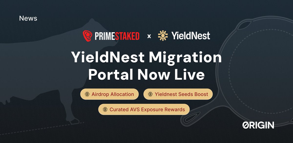 Heads up primeETH holders, the YieldNest Migration Portal is now live! 🪞

Migrate primeETH to ynLSDe now to earn:

♦️A YND airdrop allocation
♦️A YieldNest Seeds boost
♦️Curated AVS exposure rewards 🧵