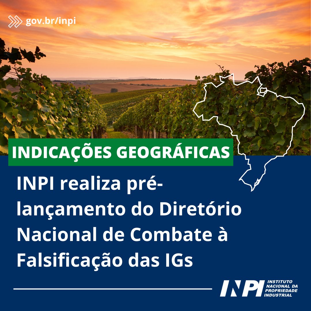 Proteger as Indicações Geográficas é essencial para preservar a autenticidade de produtos tradicionais. Por isso, o INPI realizou o pré-lançamento do Diretório Nacional de Combate à Falsificação de IGs, fortalecendo a luta contra a pirataria. Saiba mais: bit.ly/4g5QOpd.