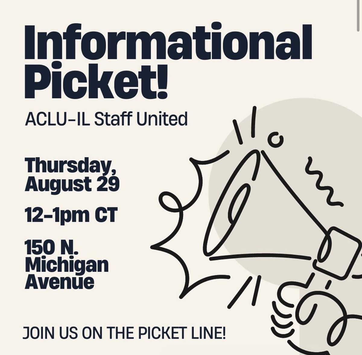 NOLSW2320's tweet photo. These workers have struggled for four years for a contract and the management of the @ACLUILUnited should be ashamed--fair contract now for these workers!✊✊🎉

Chicago @UAW members and unionists writ large--see you tomorrow on the picket line!! #Solidarity https://t.co/z27CmpRhbO
