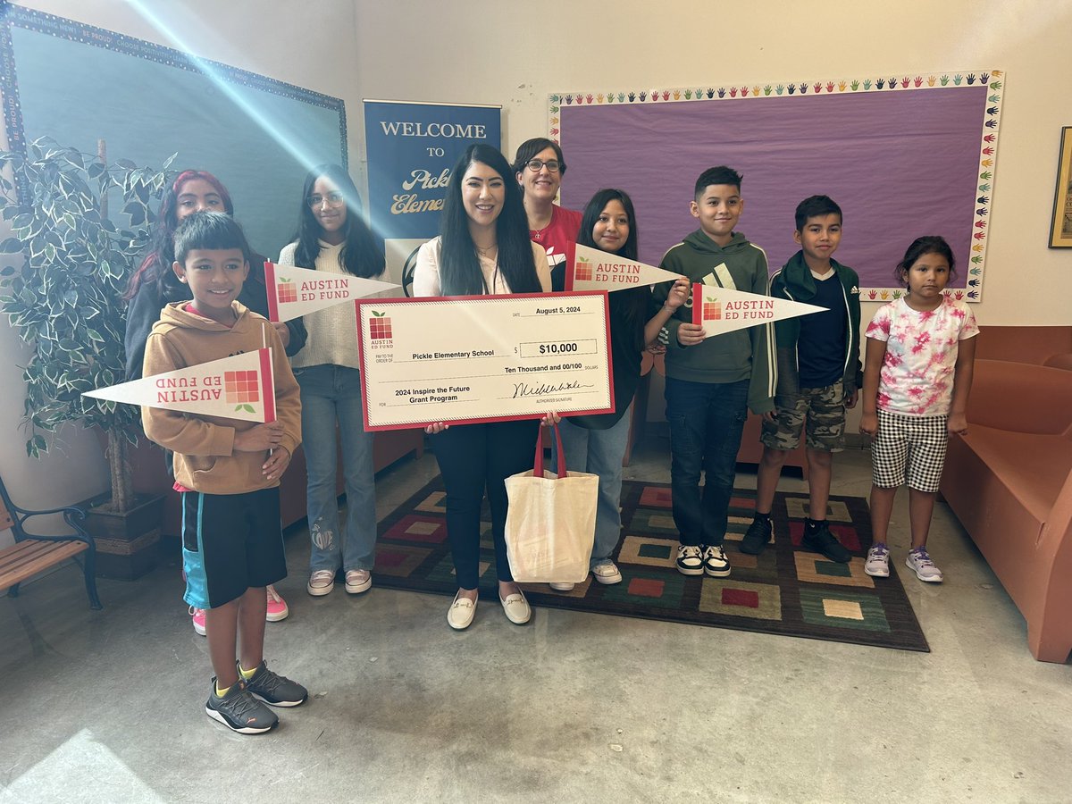 It was a pinch me moment this morning when the <a href="/AustinEdFund/">Austin Ed Fund</a> came with a giant check! I can’t wait to expand my current project <a href="/JJPickleECP/">James Jarrell Pickle Elementary School</a> ! <a href="/AustinISD/">Austin ISD</a> <a href="/AustinISD_OID/">AISD - Office of Innovation and Development</a> <a href="/WeAreAISD/">Austin ISD Office of Talent Strategy</a> <a href="/AISDMultilingue/">AISD Multilingual Ed</a> @AustinISDTD <a href="/MissParlange/">Clelia Parlange</a> <a href="/RosaEWaters/">Rosa Waters</a> <a href="/AdvAcademicsATX/">Austin ISD Advanced Academics</a>