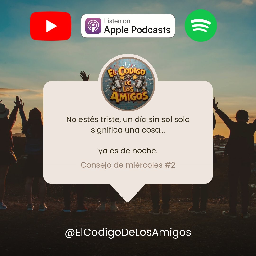ECDLA_Ec's tweet photo. Porque somos tus amigos...te dejamos un consejo de miércoles. Síguenos en nuestras redes oficiales como @Elcodigodelosamigos, comparte como si eso dependiera tu vida. 😅😂

#elcodigo #podcast #amigos #diversion #comedia https://t.co/PACzwywxQT