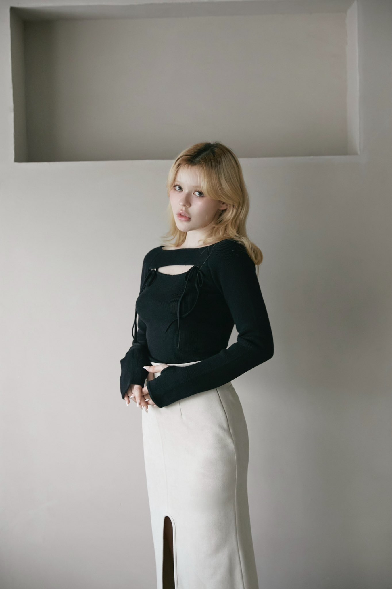andmary Marie knit tops Black