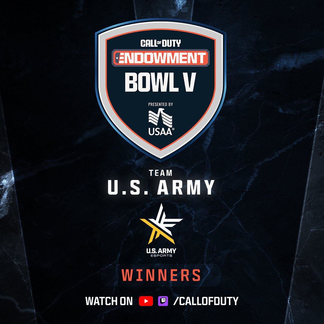 CODE4Vets's tweet image. Congratulations to the champions of #CODEBOWLV presented by @USAA 🏆 Team @USArmyesports with @LEGIQN &amp;amp; @aydan  

It ain&apos;t over yet, folks. Stay tuned for more coverage! bit.ly/CODEBOWLVVOD