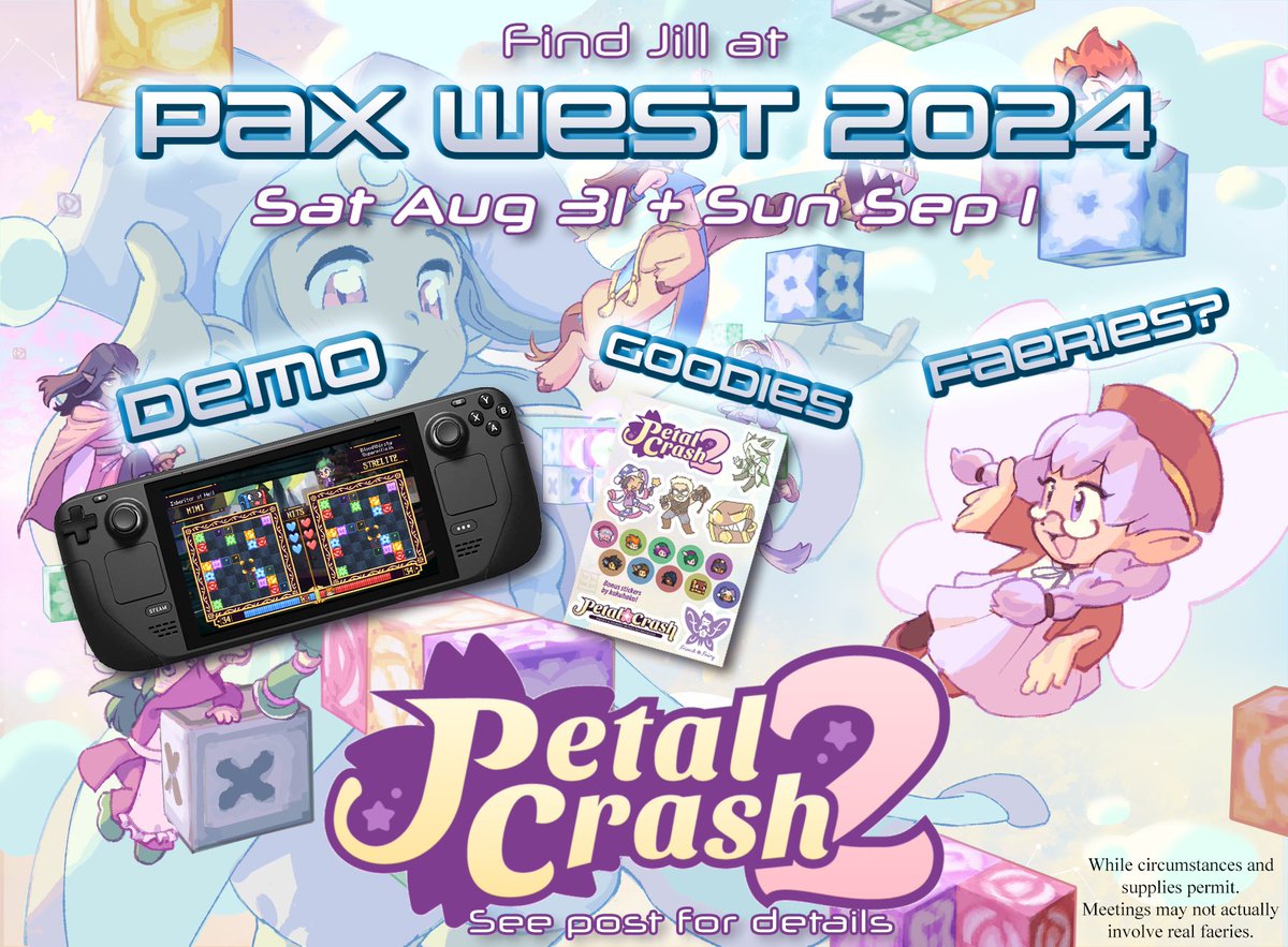 breaking my twitter silence to mention i wrote a post about my plans for shilling Petal Crash 2 at PAX this weekend cohost.org/JillKatze/post…