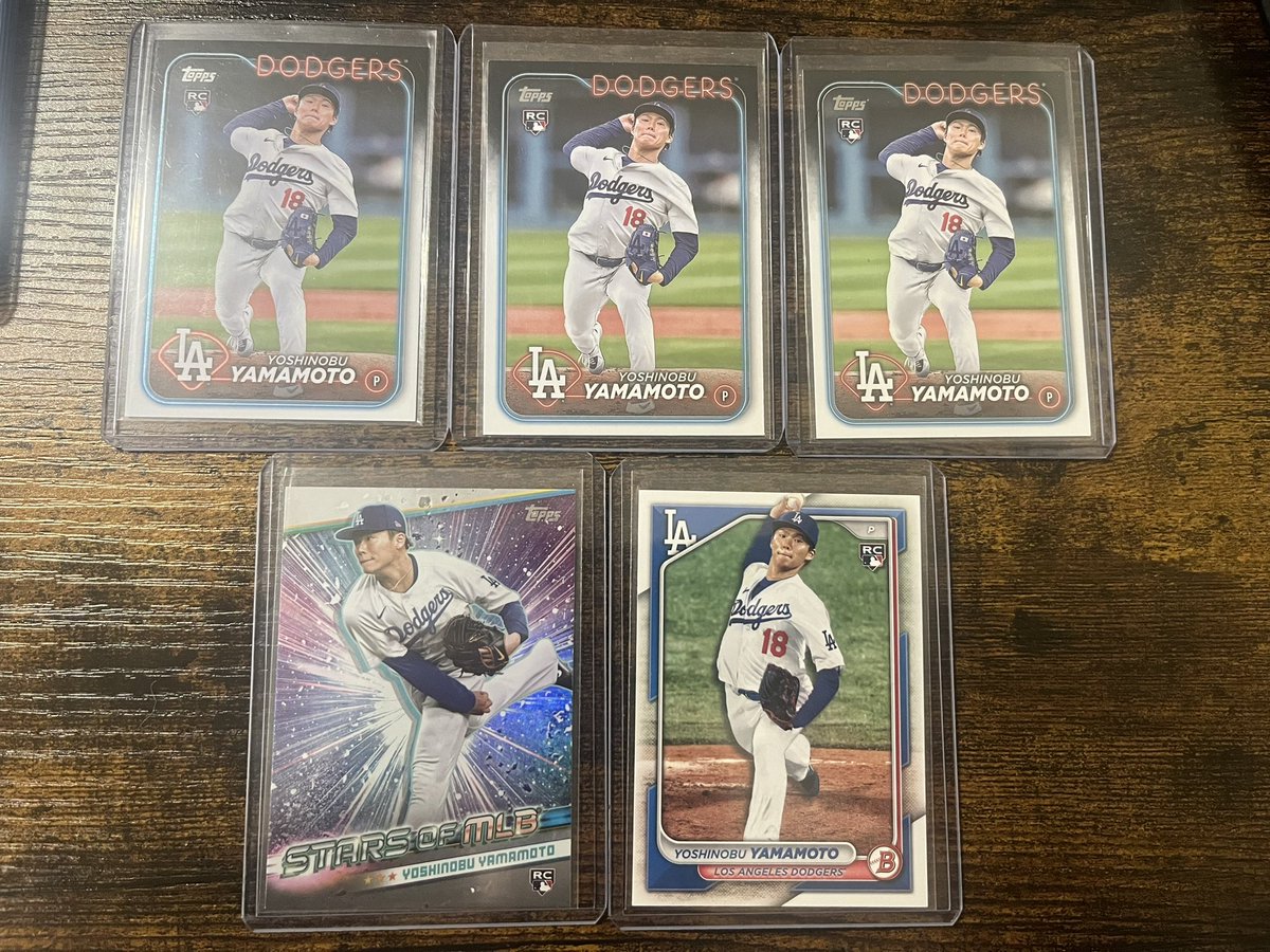 VASPTCards's tweet image. 2024 Topps And Bowman Yoshinobu Yamamoto Rookie Card Lot (5 Card Lot) $7 - $1 pwe $4 bmwt