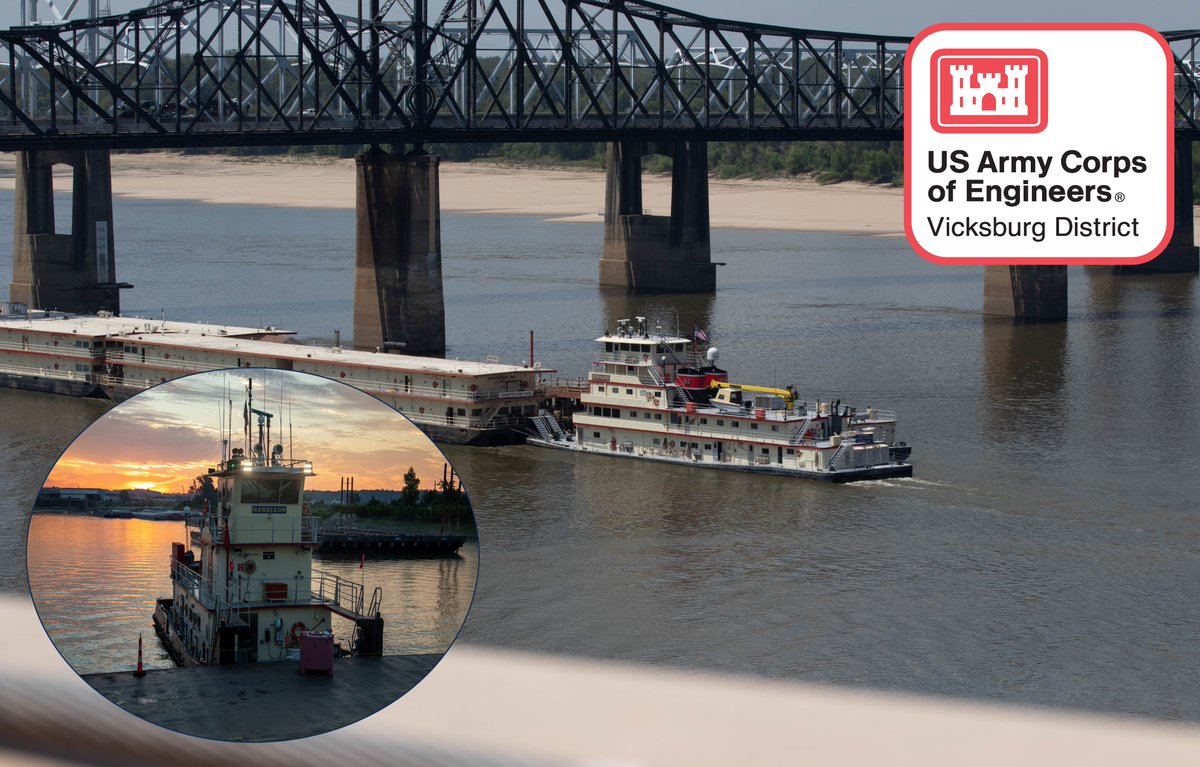 VicksburgUSACE's tweet photo. We said farewell to the Mat Sinking Unit on August 27th as they begin the season on the Mississippi River. Their job of armoring the river banks keeps the river open in service to the nation. #PeopleofMVK #MVKProjects https://t.co/z6hV5LvfWP https://t.co/i6eIb3HjYu