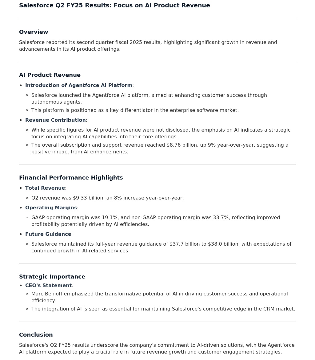 $CRM: Salesforce Q2 FY25 Results: Focus on AI Product Revenue
