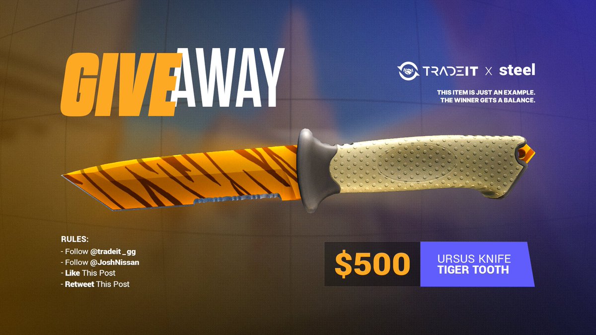 JoshNissan's tweet image. Don't worry, it's a trading site! 

I've partnered with the biggest skin marketplace in the world: @tradeit_gg as we give away this URSUS Knife Tiger Tooth worth $500!  

How to win? EASY! 
✅Follow @tradeit_gg &amp;amp; @JoshNissan
✅Like + Retweet this Post

Winner chosen September 11