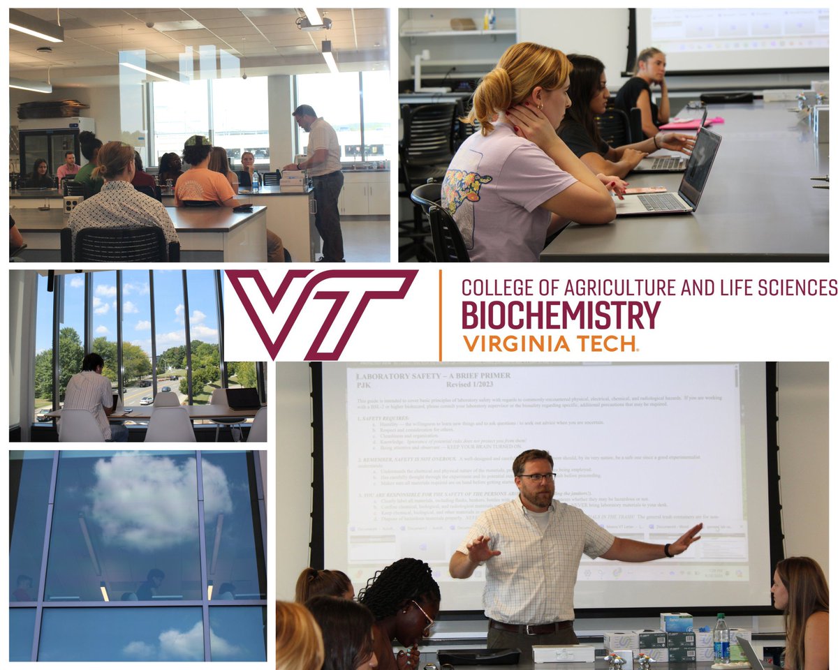 vtbiochem's tweet photo. This was the first visit to Dr. Kris Hite's Biochemistry (BCHM4124) class, which was held in the new teaching lab! We are excited to see how the new space is being used. #IAMVTCALS #hokies #UtProsim https://t.co/o3iXKJznlh