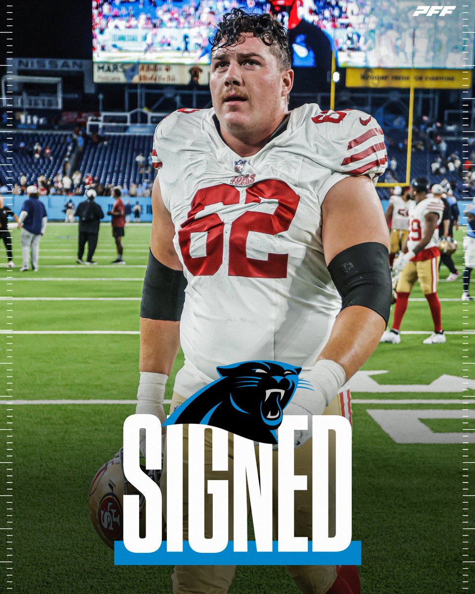 The Panthers have claimed OL Jarrett Kingston off of waivers from the 49ers. This preseason:

🔵 71.9 pass-blocking grade
⚫ 86 pass-blocking snaps
🔵 2 pressures allowed
⚫ 98.8 pass block efficiency