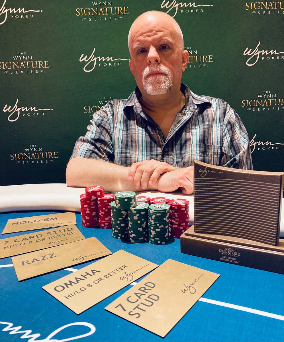 WynnPoker's tweet image. Defeating a field of 92 players, Ron Ware won $9,144 for his 1st place finish in the Wynn Signature $400 HORSE tournament on August 27th. Congratulations Ron!
