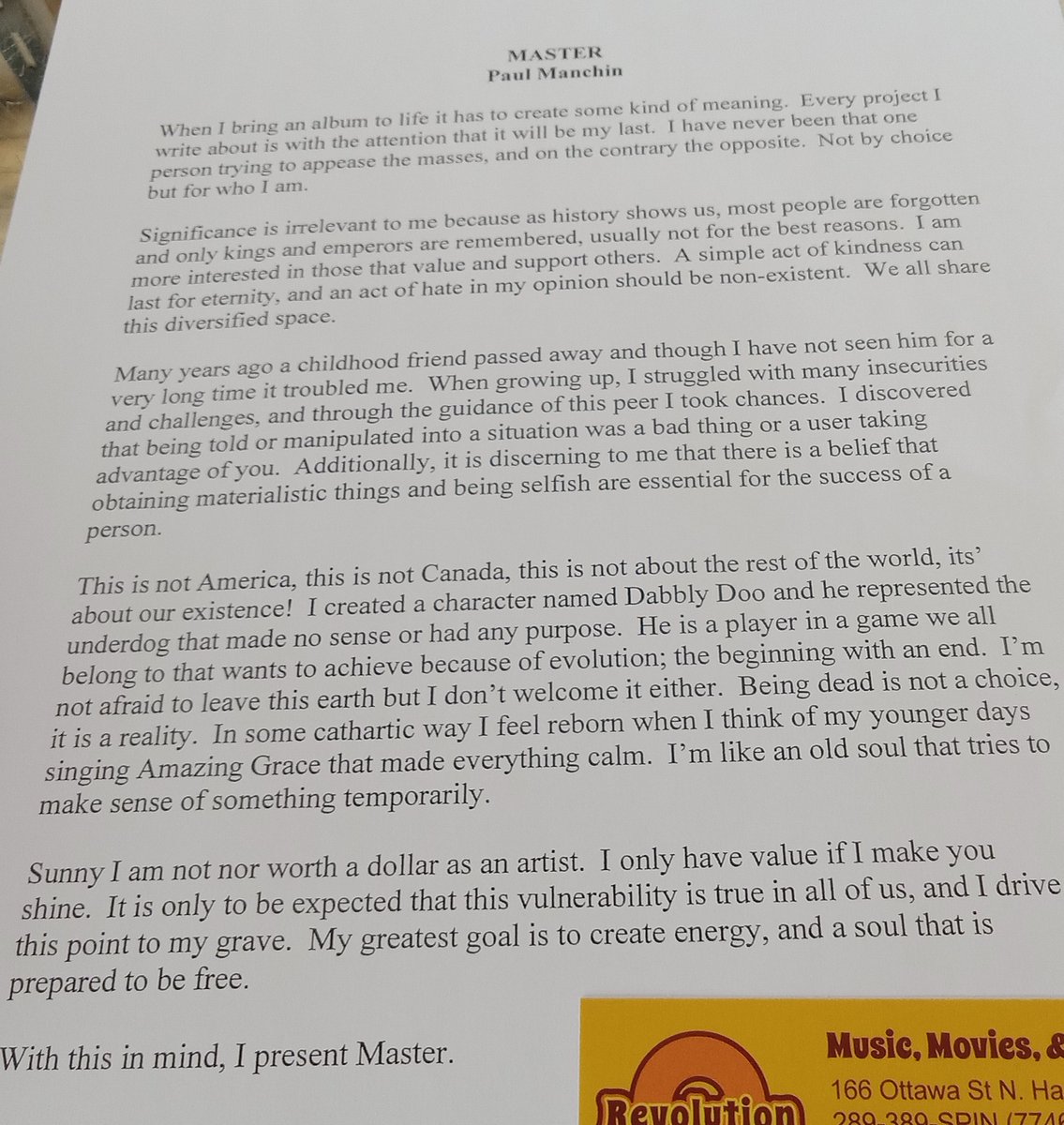 Thank you Revolution Records #RevRexHamOnt for posting #PaulManchin's flyer!