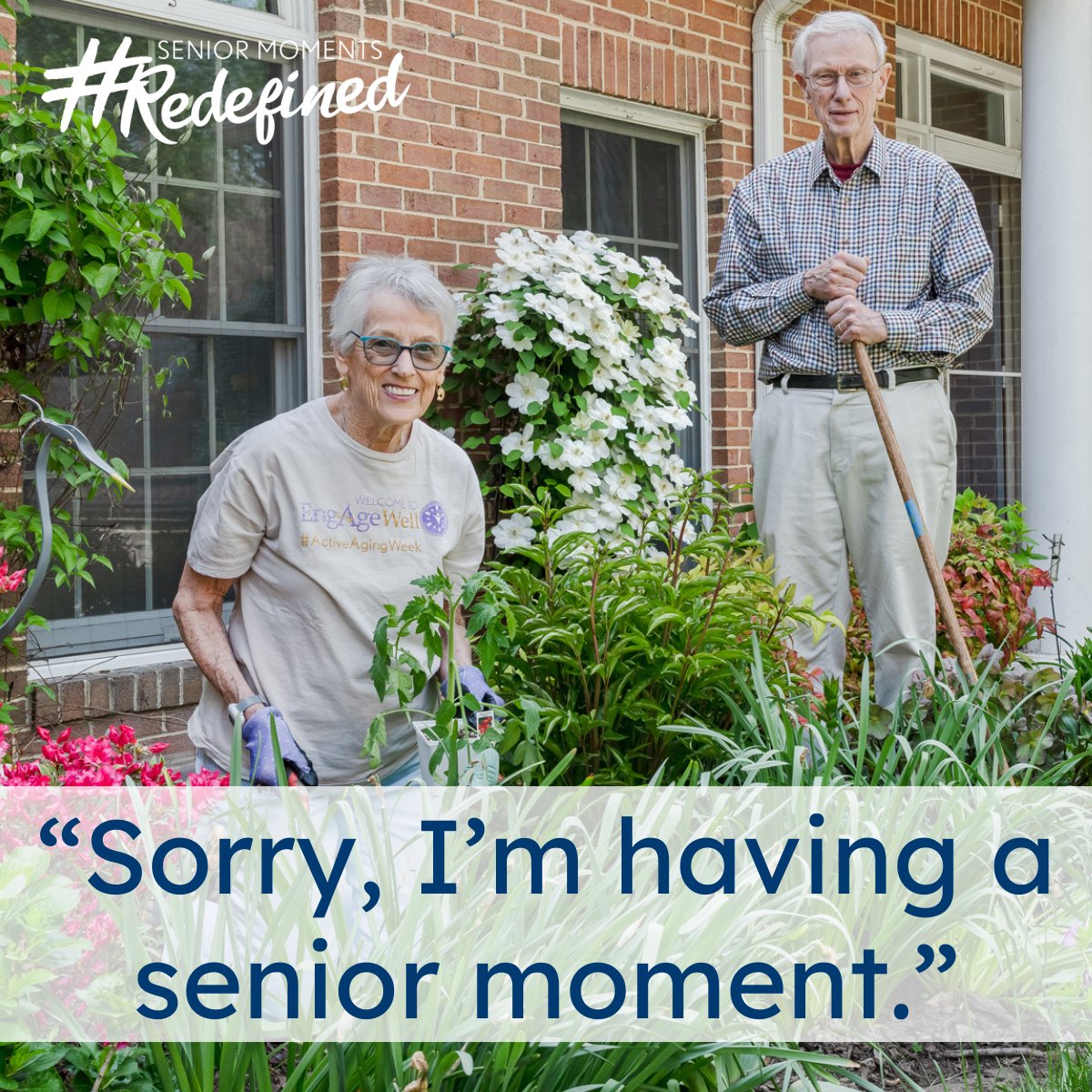"Sorry, I'm having a senior moment"—which at our communities means cultivating joy and tending gardens alongside friends! At Asbury, residents spend time nurturing their flower beds and vegetable patches outside their homes. #SeniorMomentsRedefined  #AsburyCommunities