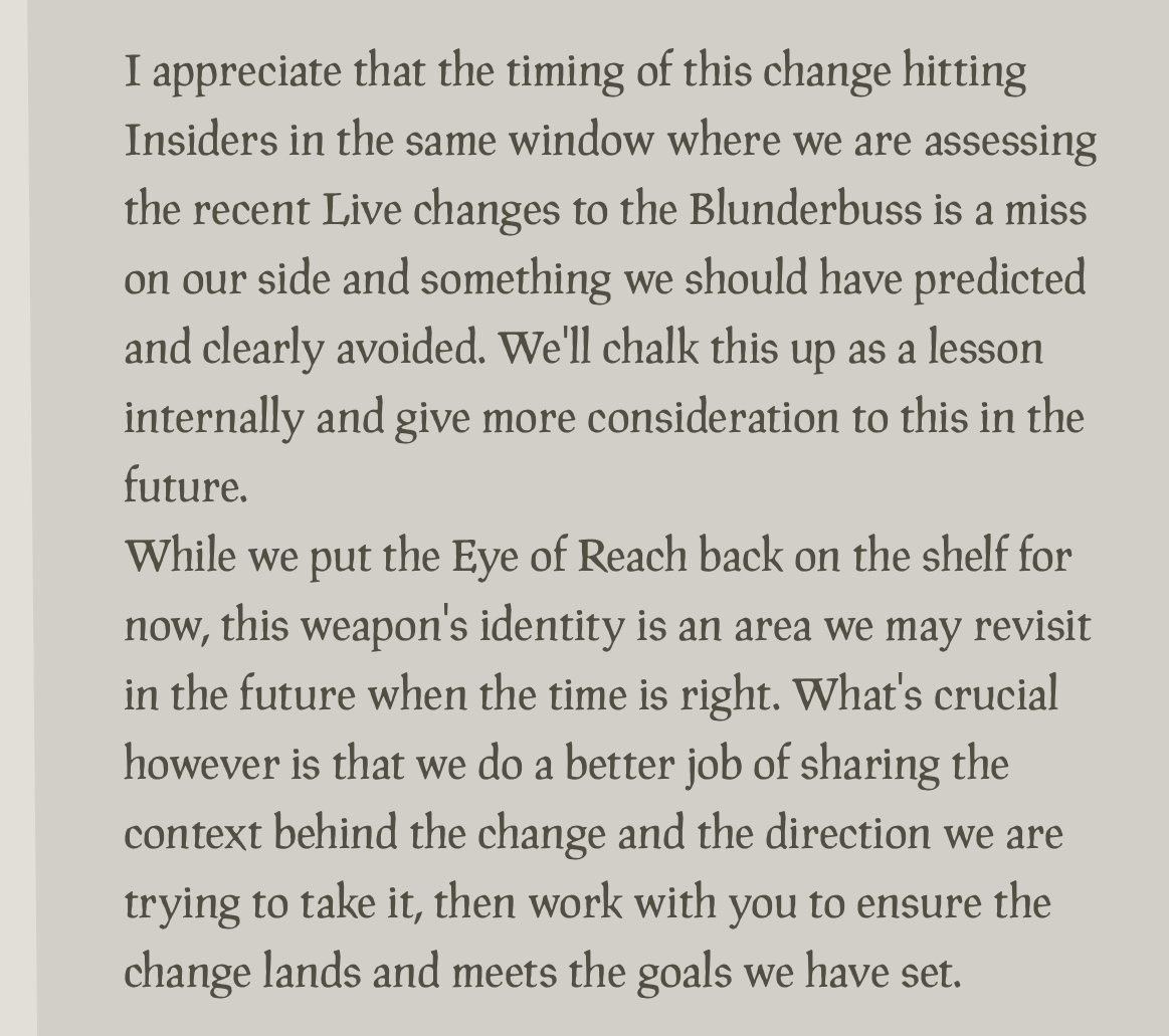 I’m extremely surprised they are listening to the communities pushback for once. Gotta give them the W for admitting they fucked up.

However this post is still concerning. Both of the changes need to be “shelved” permanently. Don’t bring them back ever for the love of god. I