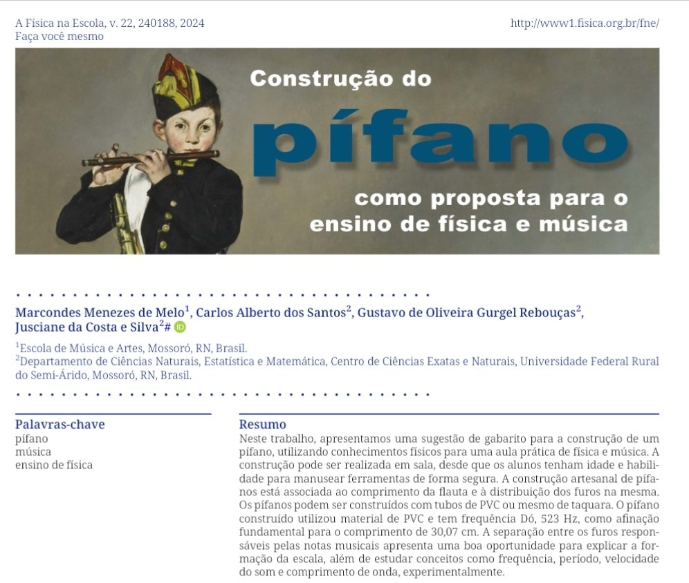 revistaFnE's tweet photo. 🎶 Que tal aprender física construindo um pífano? Exploramos frequência, som e mais em uma aula prática de física e música! 🎵 #EducaçãoCriativa #FísicaNaPrática #MúsicaNaEscola #AprenderFazendo #fisica https://t.co/1Oa7a2bvtM